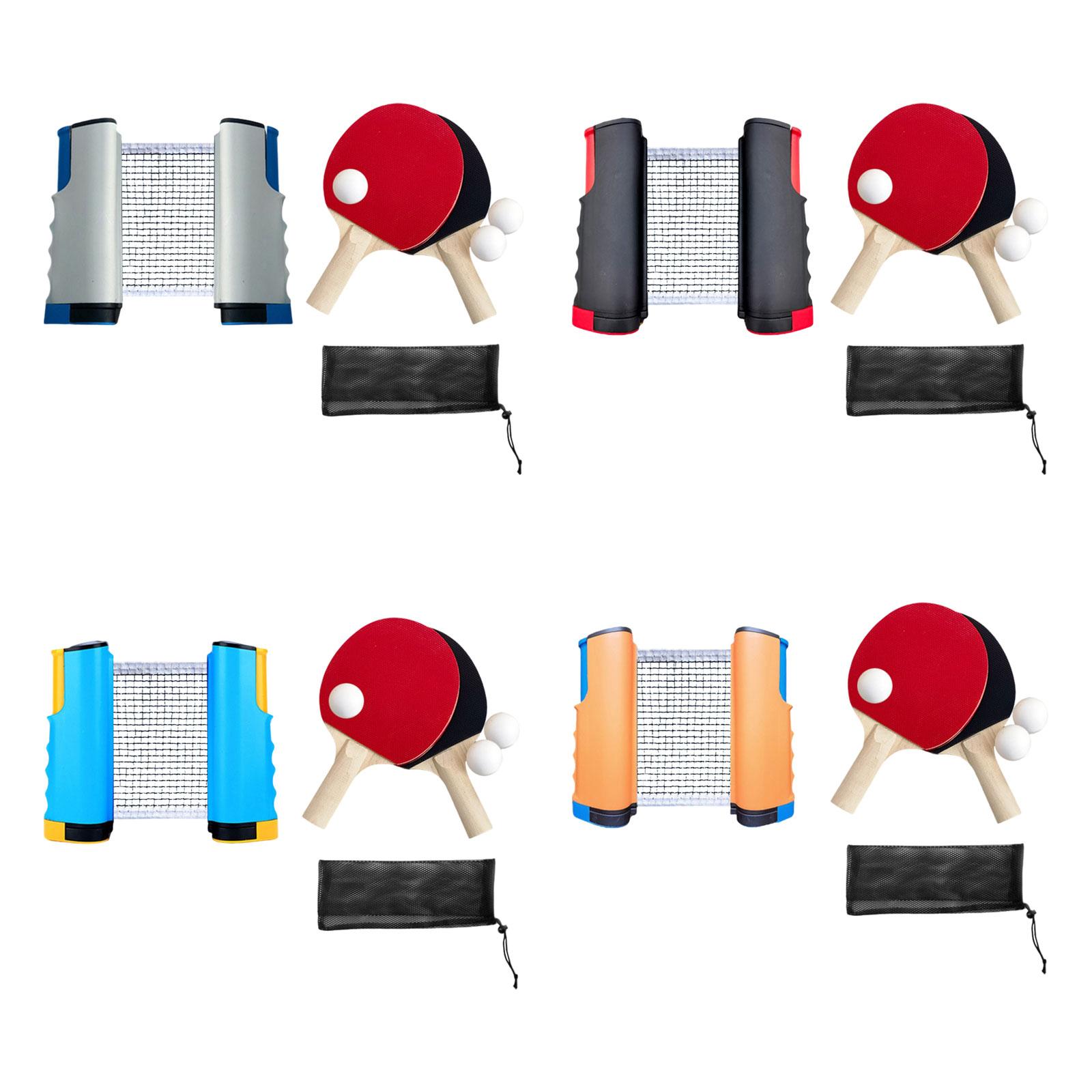 Table Tennis Net Set - Tischtennisschläger-Set mit einziehbarem Netz und Aufbewahrungstasche,