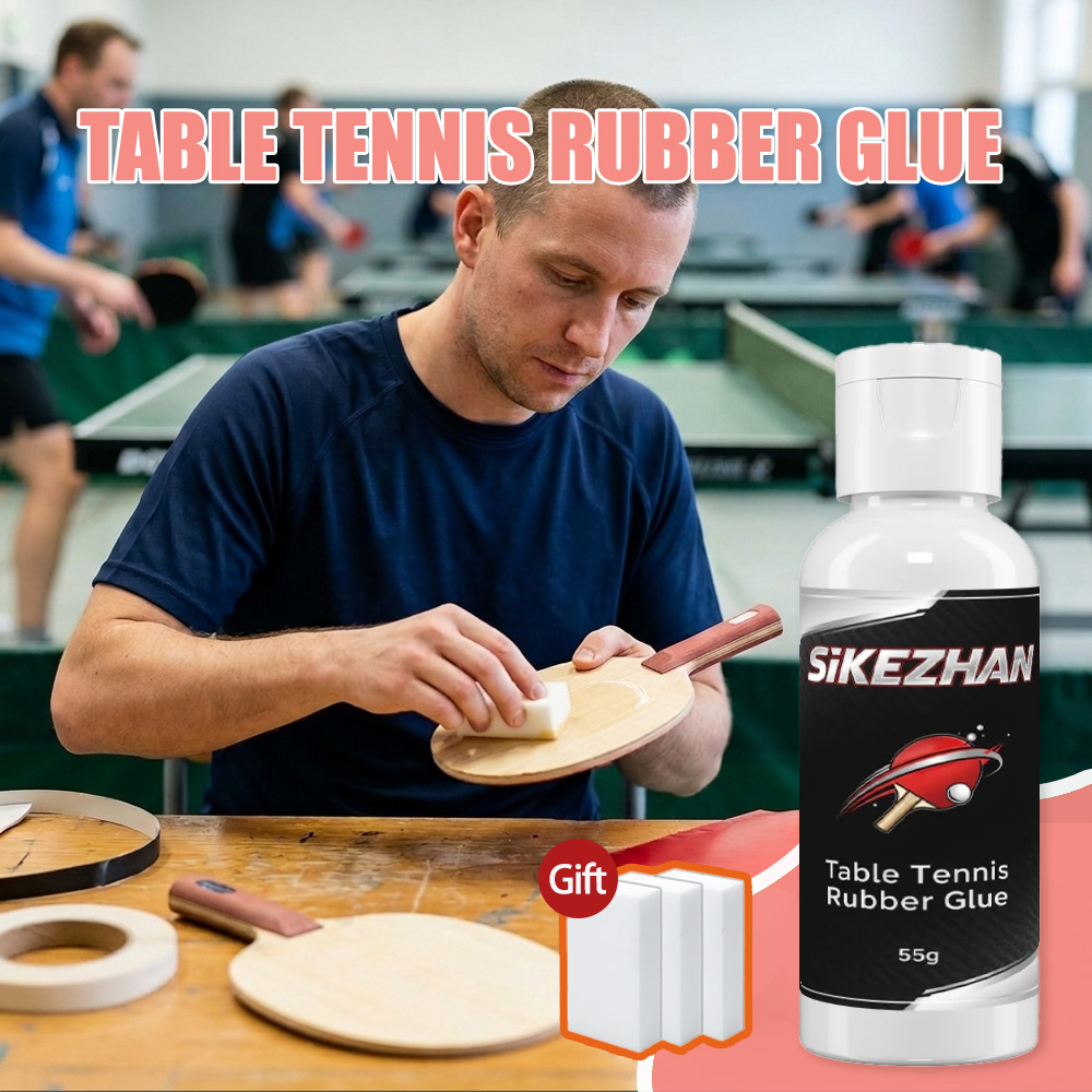 Table Tennis Bat - 55G Tischtennis-Gummikleber Ping-Pong-Schläger-Klebstoff mit 3 Schwämmen
