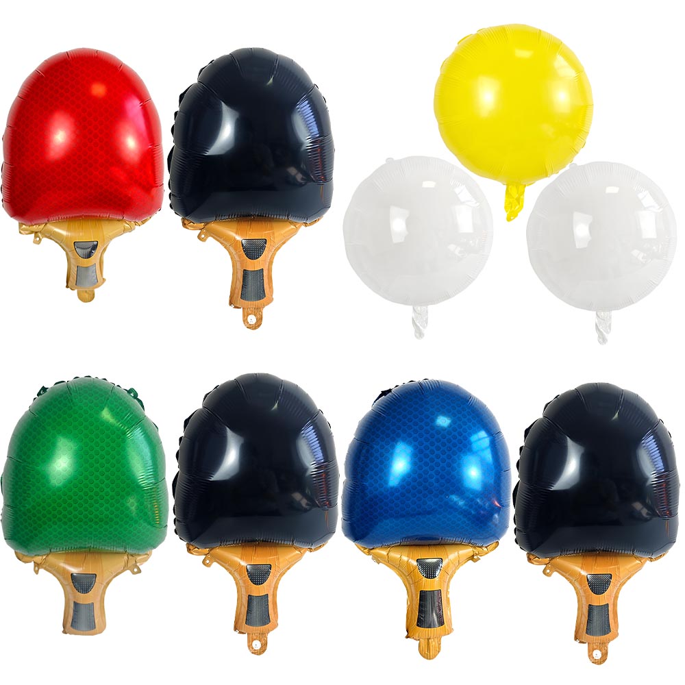 Table Tennis Bat - Tischtennisschläger-Folienballons, Mehrfarbige Pingpong-Schläger-Ballons mit Pingpong-Bällen, Sport-Themen