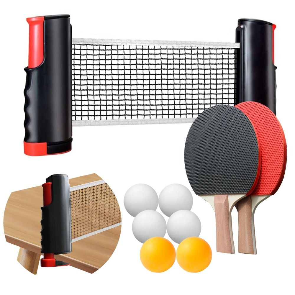 Table Tennis Net Set - Einziehbares Tischtennisnetz-Set mit Tragetasche, Komplettes Zubehör,